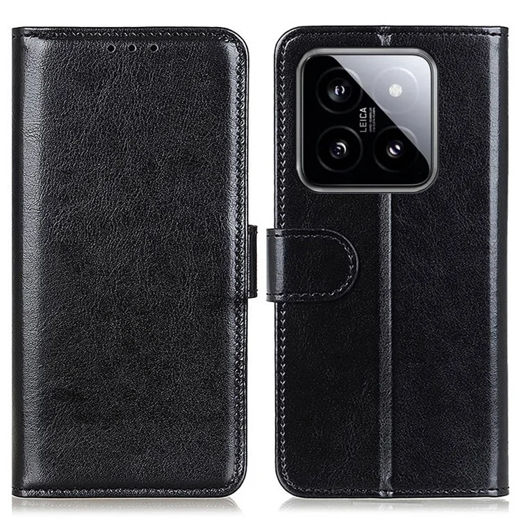 Para Xiaomi 14 Pro Leather Case Wallet Stand Shockproof Phone Cover - Preto