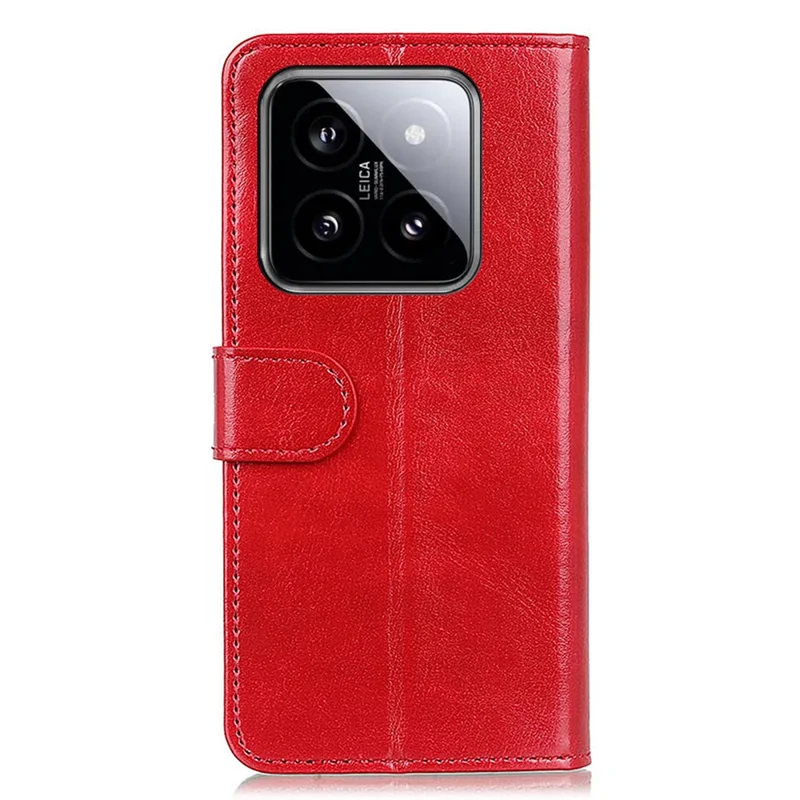 For Xiaomi 14 Pro Leather Case Wallet Stand Shockproof Phone Cover - Red