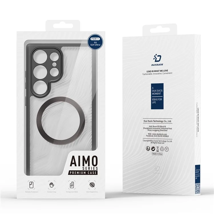 DUX DUCIS Aimo Series para Capa Samsung Galaxy S24 Ultra Compatível com MagSafe TPU+PC Mate Capa de Telefone (REACH) - Preto