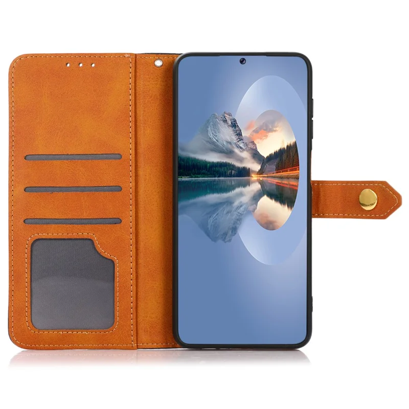 KHAZNEH For Xiaomi 14 Leather Case Gold Magnetic Buckle Wallet Cover - Blue