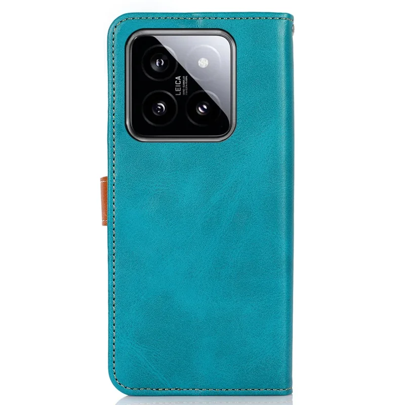 KHAZNEH For Xiaomi 14 Leather Case Gold Magnetic Buckle Wallet Cover - Blue