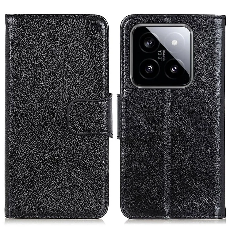 Funda para Xiaomi 14 Pro de piel de becerro Nappa con textura dividida - Negro