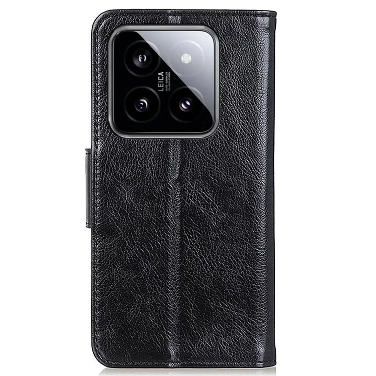 Funda para Xiaomi 14 Pro de piel de becerro Nappa con textura dividida - Negro