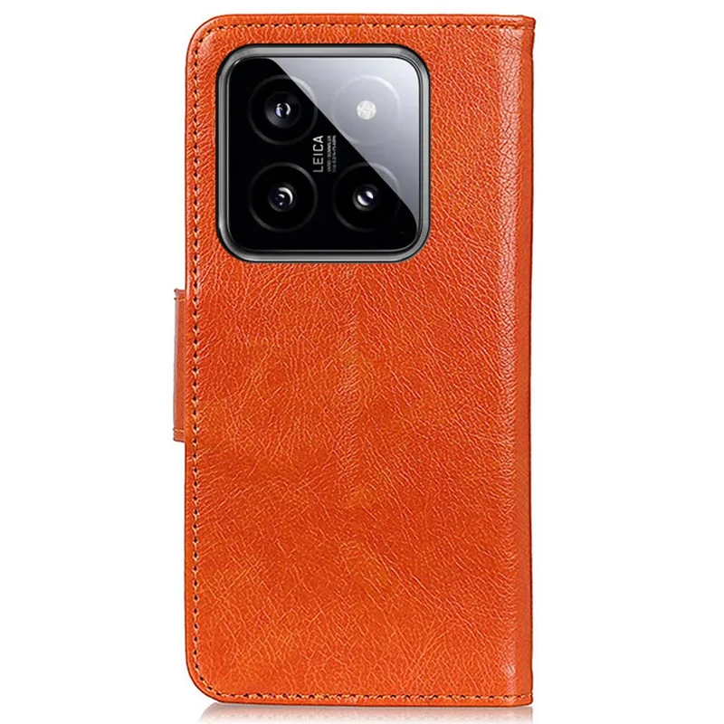 For Xiaomi 14 Pro Case Nappa Texture Wallet Split Leather Phone Cover - Orange