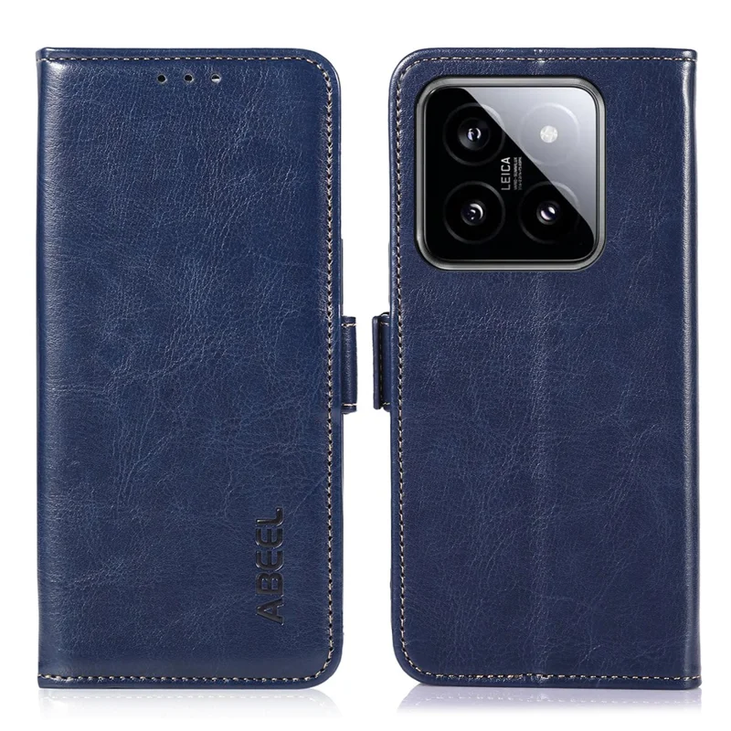 ABEEL For Xiaomi 14 Pro Case Crazy Horse Texture Wallet Leather Cover - Blue