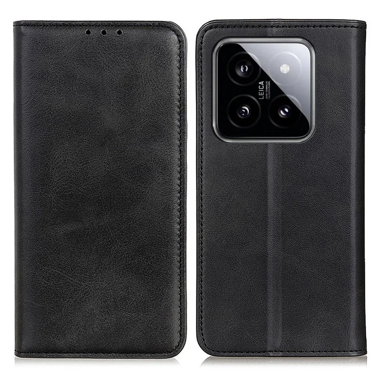 For Xiaomi 14 Pro Case Split Leather Cover with Wallet Stand - Black