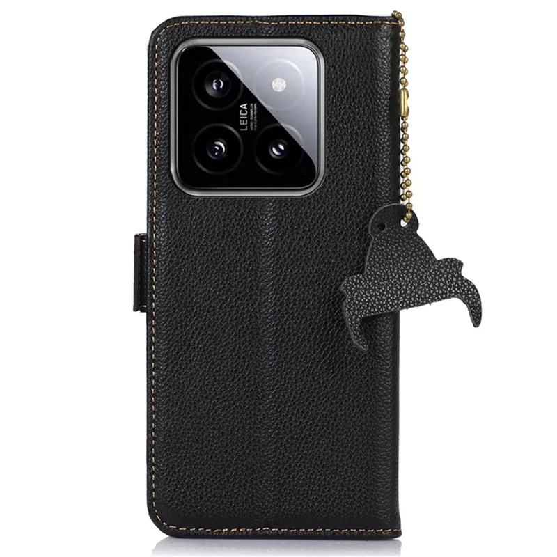 Para Xiaomi 14 Pro Case RFID Blocking Litchi Texture Wallet Phone Cover - Preto