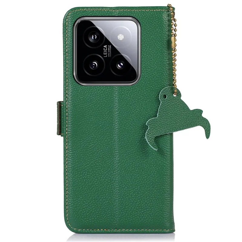 For Xiaomi 14 Pro Case RFID Blocking Litchi Texture Wallet Phone Cover - Green