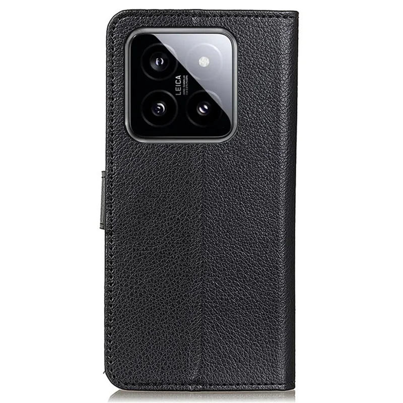 Para Xiaomi 14 Pro Case Litchi Texture Wallet Leather Flip Phone Cover - Preto
