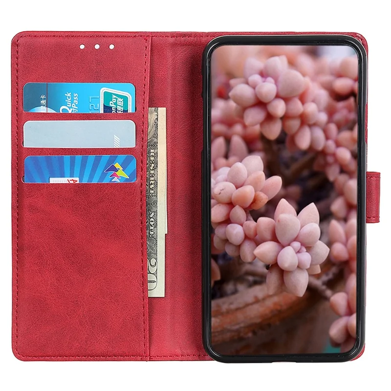For Xiaomi 14 Pro Case Cowhide Texture PU Leather Wallet Phone Cover - Red
