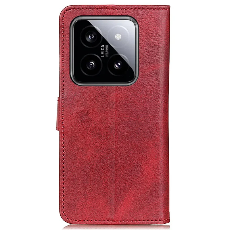 For Xiaomi 14 Pro Case Cowhide Texture PU Leather Wallet Phone Cover - Red
