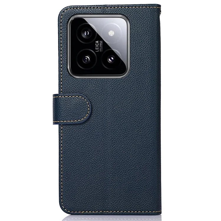 KHAZNEH Para Caso Xiaomi 14 Pro RFID Blocking Litchi Texture Wallet Phone Cover - Azul