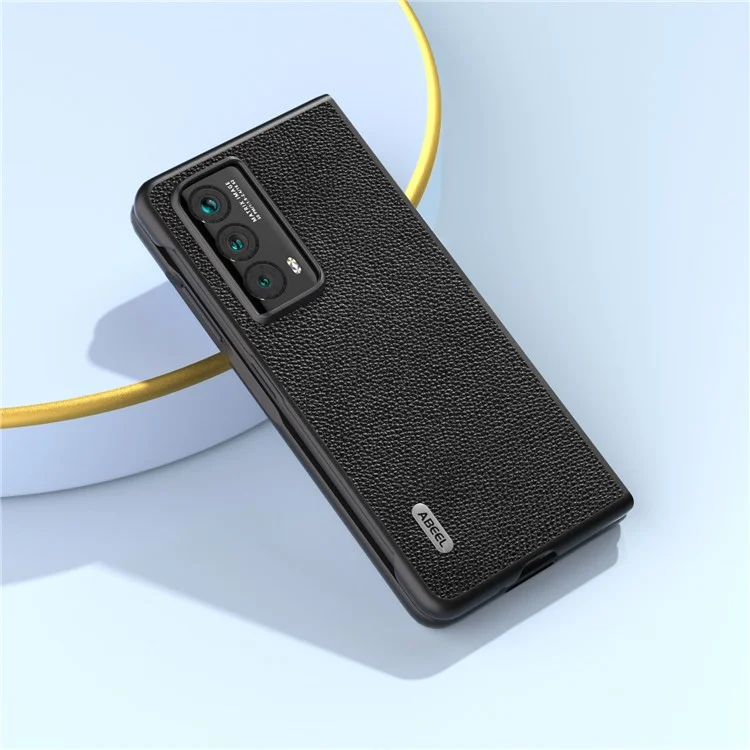 ABEEL For Honor Magia Vs2 Funda 5G Cuero auténtico de vaca + Carcasa de PC Textura de litchi - Negro 
