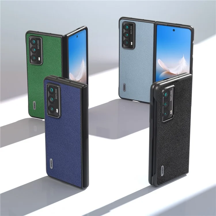 ABEEL For Honor Magia Vs2 Funda 5G Cuero auténtico de vaca + Carcasa de PC Textura de litchi - Negro 