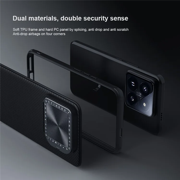 NILLKIN CamShield Prop Series for Xiaomi 14 Pro Case Lens Lid Kickstand Phone Cover - Blue