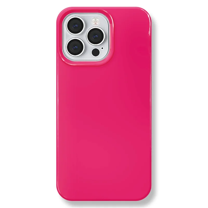 For iPhone 15 Pro Phone Case Glossy Surface Flexible TPU Cover - Rose