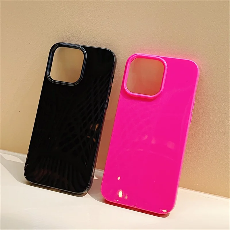 For iPhone 15 Pro Phone Case Glossy Surface Flexible TPU Cover - Rose