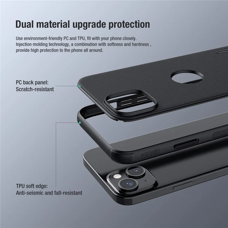 NILLKIN Super Frosted Shield Pro for iPhone 15 Plus Matte Phone Case Hard PC Cover (Logo Hole Design) - Black
