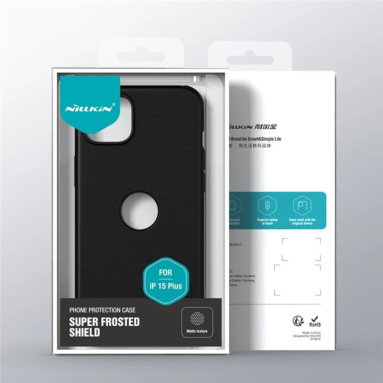 NILLKIN Super Frosted Shield Pro for iPhone 15 Plus Matte Phone Case Hard PC Cover (Logo Hole Design) - Black