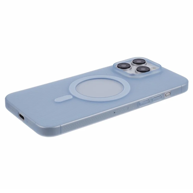 For iPhone 15 Pro Case Compatible with MagSafe Ultra Thin Non-slip Stripe PC Phone Cover - Blue