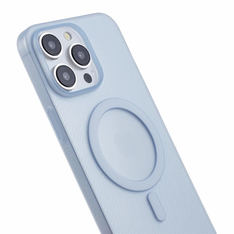 For iPhone 15 Pro Case Compatible with MagSafe Ultra Thin Non-slip Stripe PC Phone Cover - Blue
