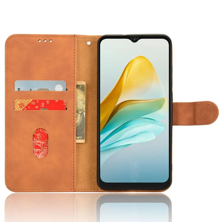 Для ZTE Blade A53 Pro Case Skin-touch Leather Phone Wallet Cover - Коричневый