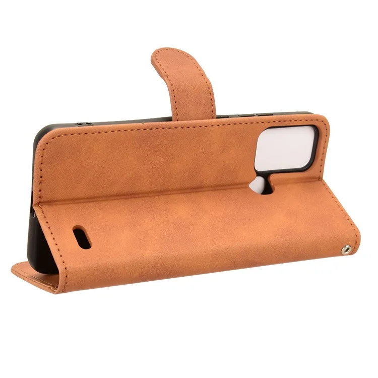 Для ZTE Blade A53 Pro Case Skin-touch Leather Phone Wallet Cover - Коричневый