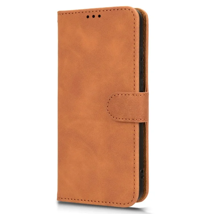 Для ZTE Blade A53 Pro Case Skin-touch Leather Phone Wallet Cover - Коричневый