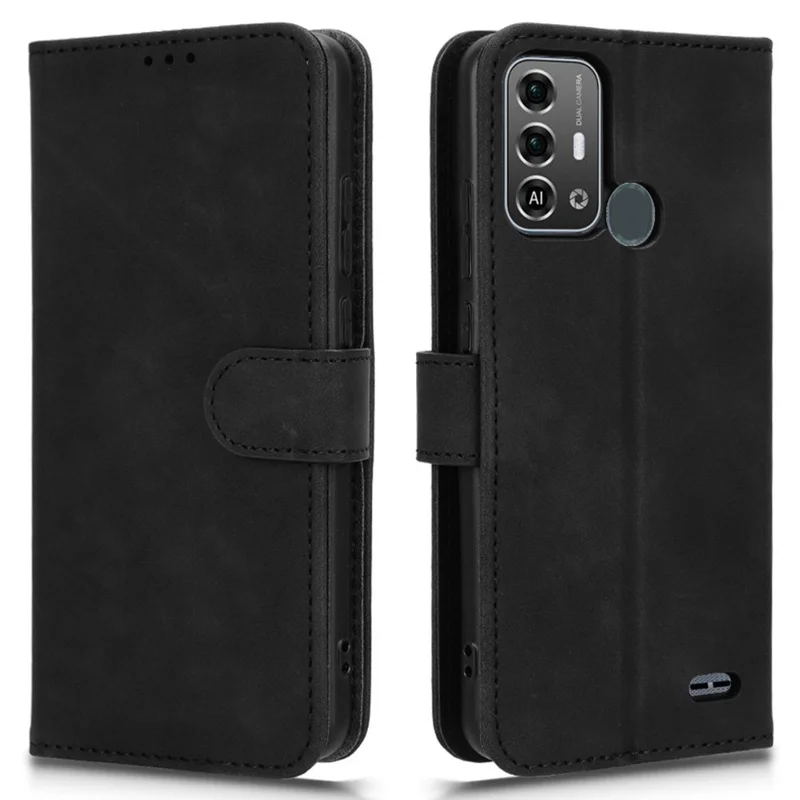 Pour Étui ZTE Blade A53 Pro Peau tactile Étui portefeuille en cuir - Noir