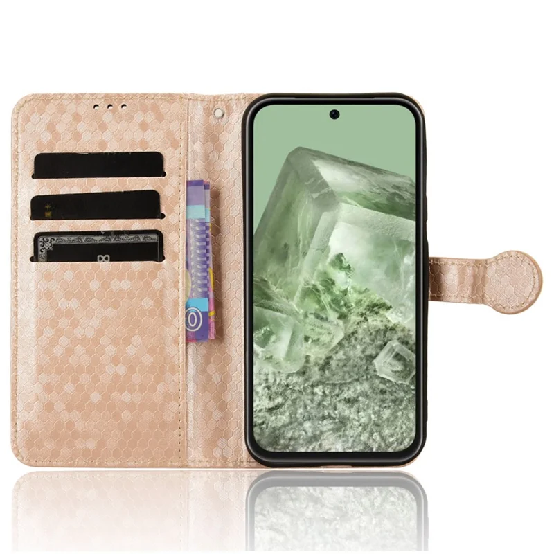 For Google Pixel 8a Case Shockproof PU Leather Flip Wallet Phone Cover with Strap - Rose Gold