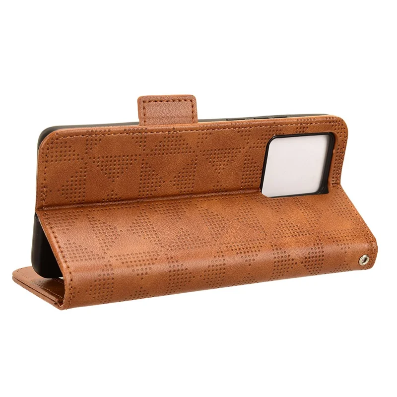 For Motorola Edge 40 Neo 5G Case Imprinted Triangle Phone Wallet Cover - Brown