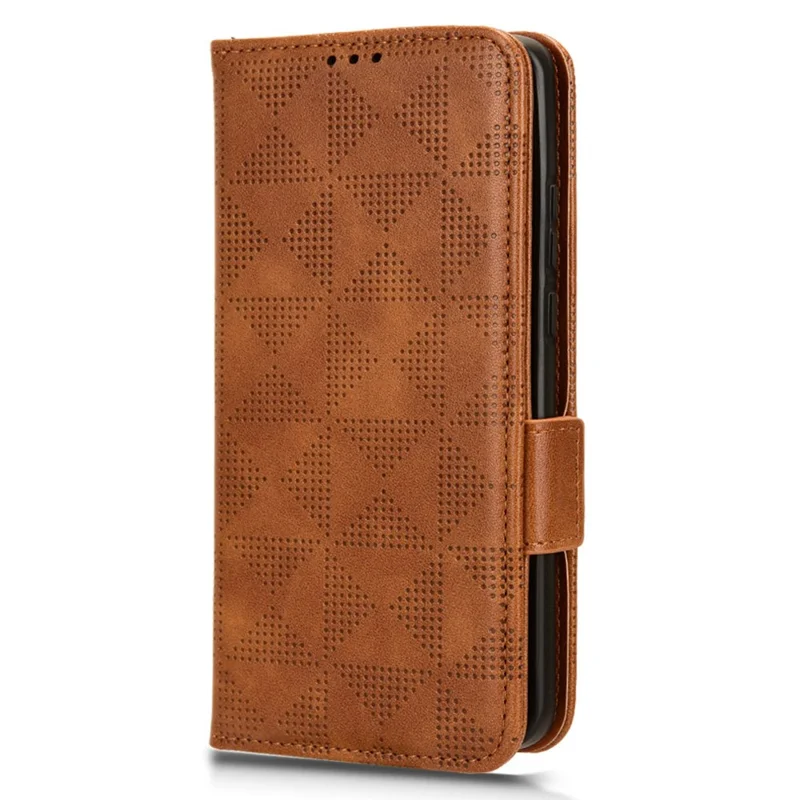 For Motorola Edge 40 Neo 5G Case Imprinted Triangle Phone Wallet Cover - Brown