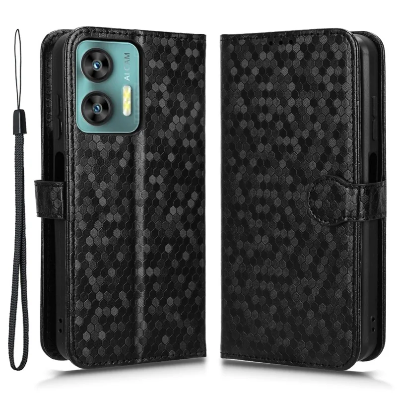 للهاتف Oukitel C35 / C36 غطاء واقي مع محفظة من جلد PU بنمط نقطي - أسود