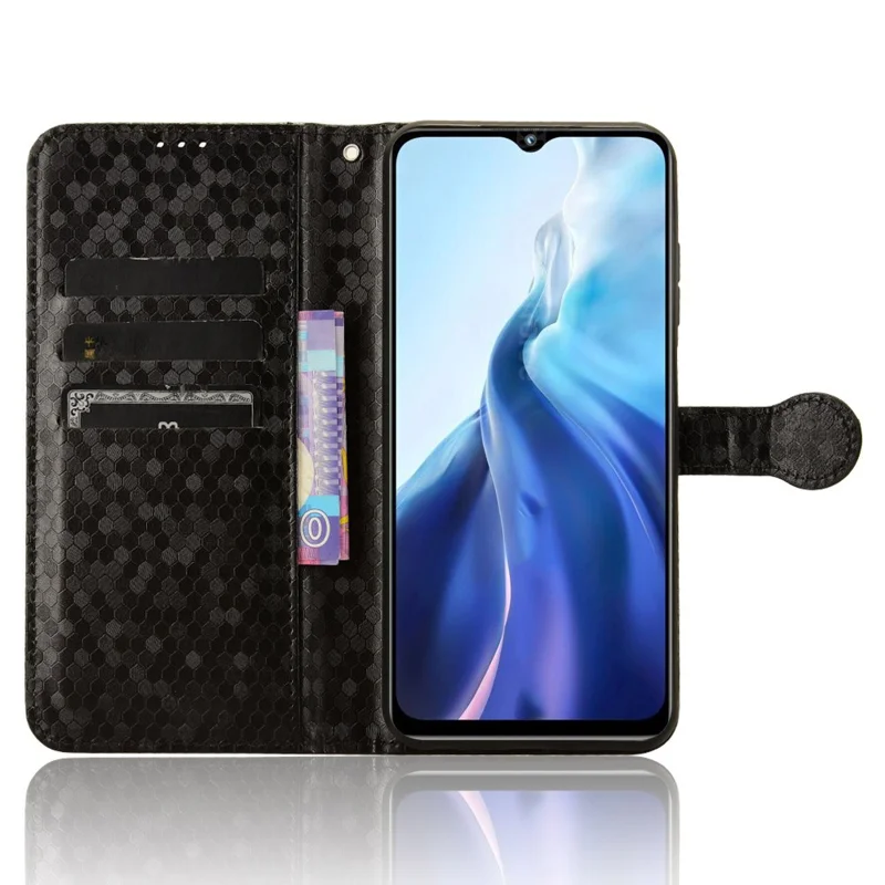 للهاتف Oukitel C35 / C36 غطاء واقي مع محفظة من جلد PU بنمط نقطي - أسود