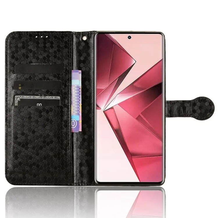 Защитный чехол-кошелек для vivo V29e (Индия) 5G, чехол из искусственной кожи с принтом, чехол для мобильного телефона - черный