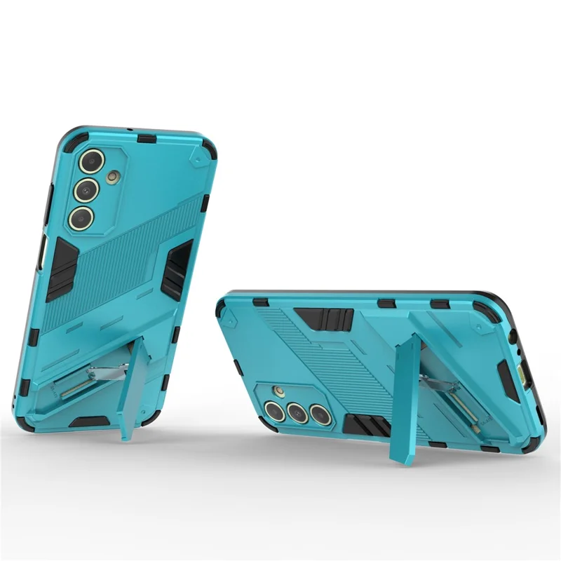 For Samsung Galaxy A15 4G Case Scratch-resistant PC+TPU Kickstand Smart Phone Cover - Baby Blue