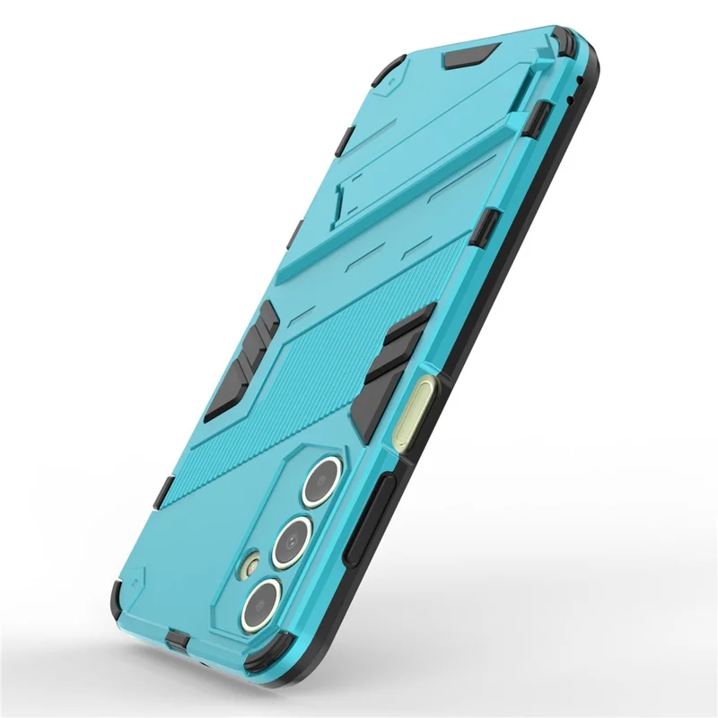 For Samsung Galaxy A15 4G Case Scratch-resistant PC+TPU Kickstand Smart Phone Cover - Baby Blue