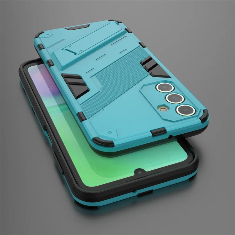 For Samsung Galaxy A15 4G Case Scratch-resistant PC+TPU Kickstand Smart Phone Cover - Baby Blue