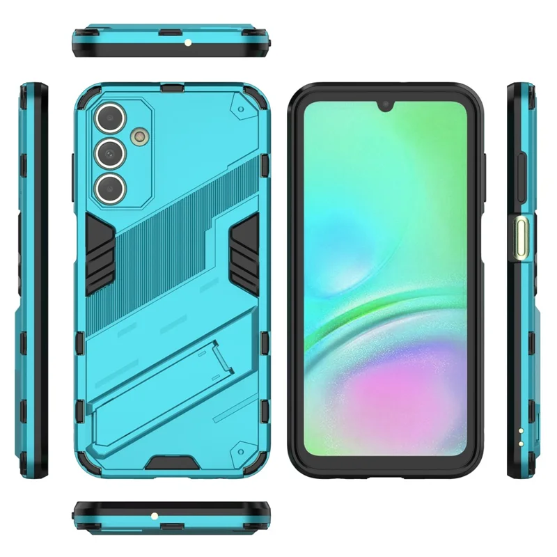 For Samsung Galaxy A15 4G Case Scratch-resistant PC+TPU Kickstand Smart Phone Cover - Baby Blue