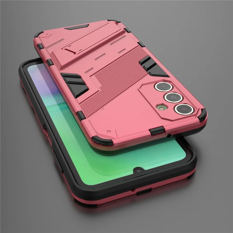 For Samsung Galaxy A15 4G Case Scratch-resistant PC+TPU Kickstand Smart Phone Cover - Rose