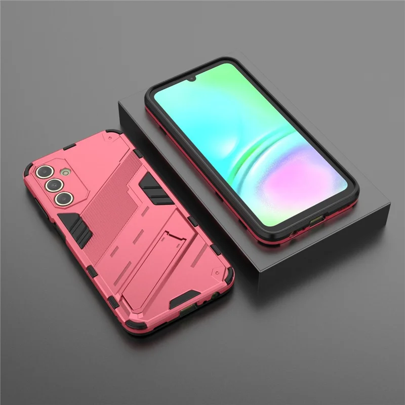 For Samsung Galaxy A15 4G Case Scratch-resistant PC+TPU Kickstand Smart Phone Cover - Rose