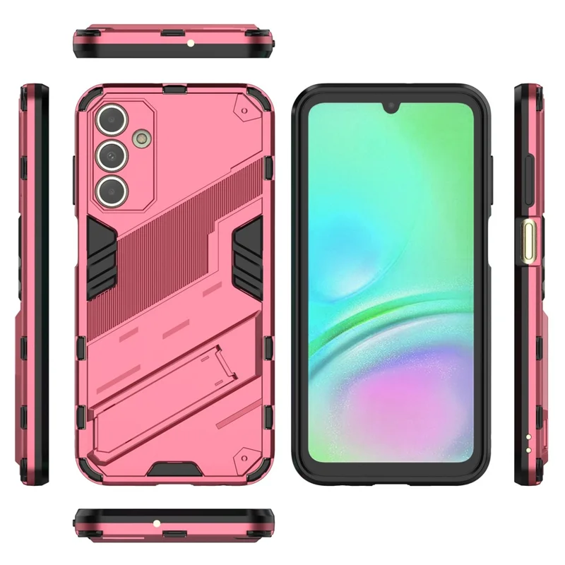For Samsung Galaxy A15 4G Case Scratch-resistant PC+TPU Kickstand Smart Phone Cover - Rose