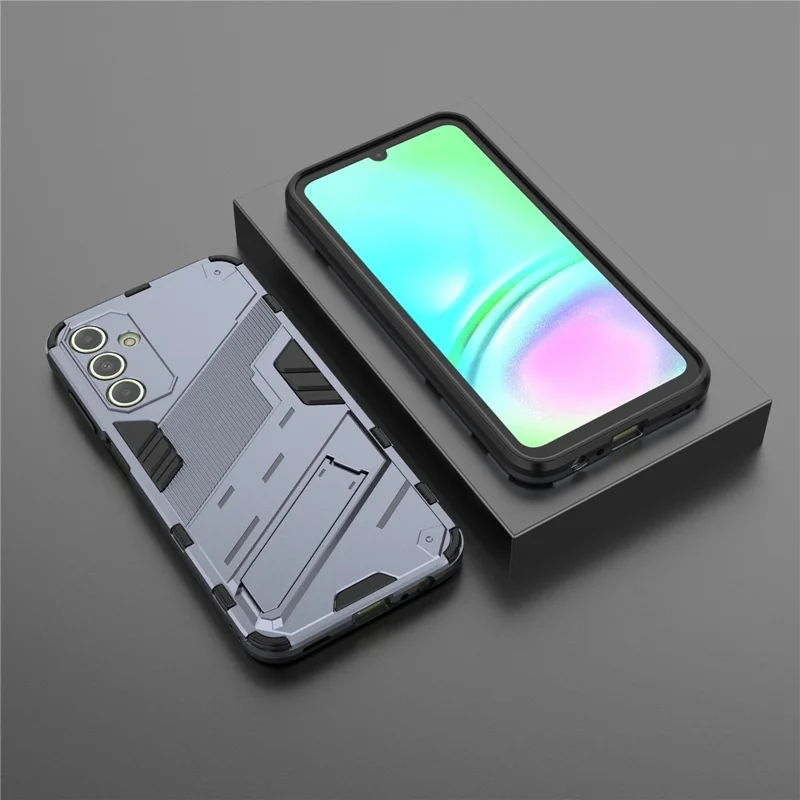 For Samsung Galaxy A15 4G Case Scratch-Resistant PC+TPU Kickstand Smart Phone Cover - Grey