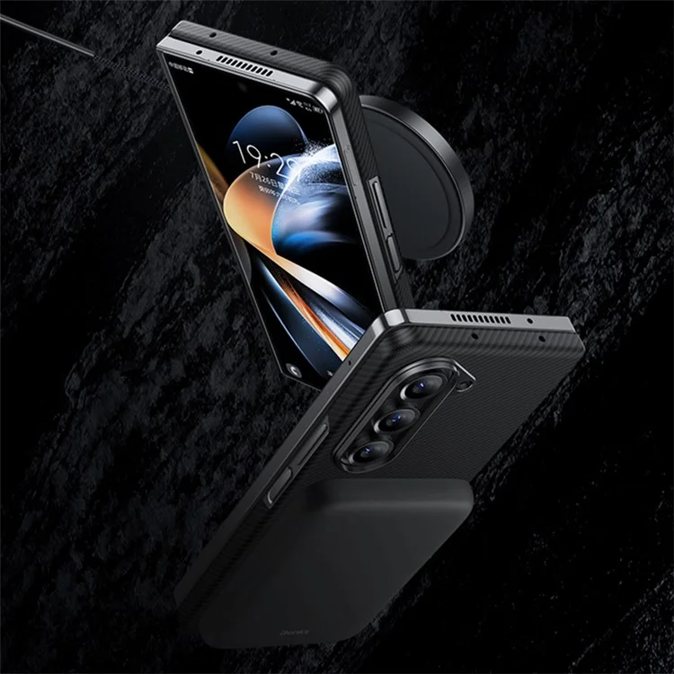 BENKS para Samsung Galaxy Z Fold5 5G Funda de fibra de carbono Funda magnética para teléfono