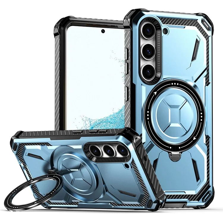 For Samsung Galaxy S22 5G Case Kickstand Magnetic Military-Grade Armor Phone Cover - Baby Blue