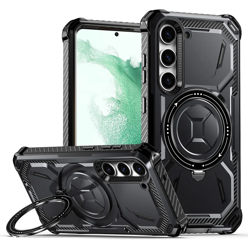 For Samsung Galaxy S22+ 5G Case Kickstand Magnetic Shockproof Phone Cover - Black