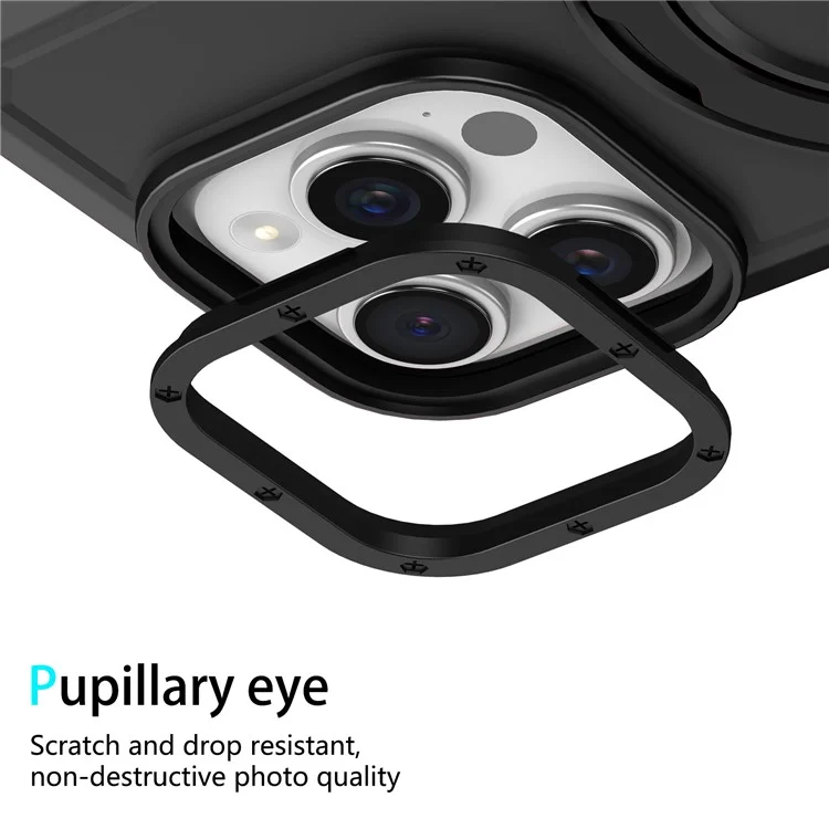 Für iPhone 15 Pro Max Ring Kickstand Case TPU + PC Magnetische Handyhülle - Schwarz