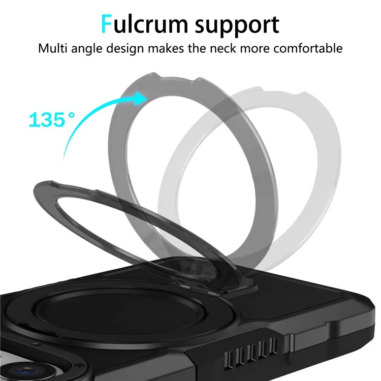 Für iPhone 15 Pro Max Ring Kickstand Case TPU + PC Magnetische Handyhülle - Schwarz