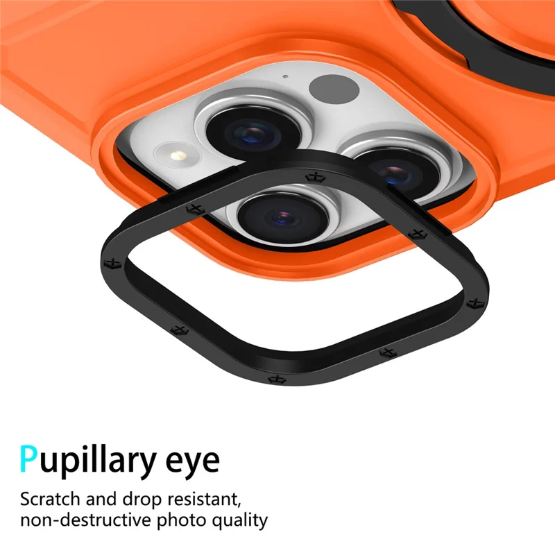 For iPhone 15 Pro Max Ring Kickstand Case TPU + PC Magnetic Phone Cover - Orange