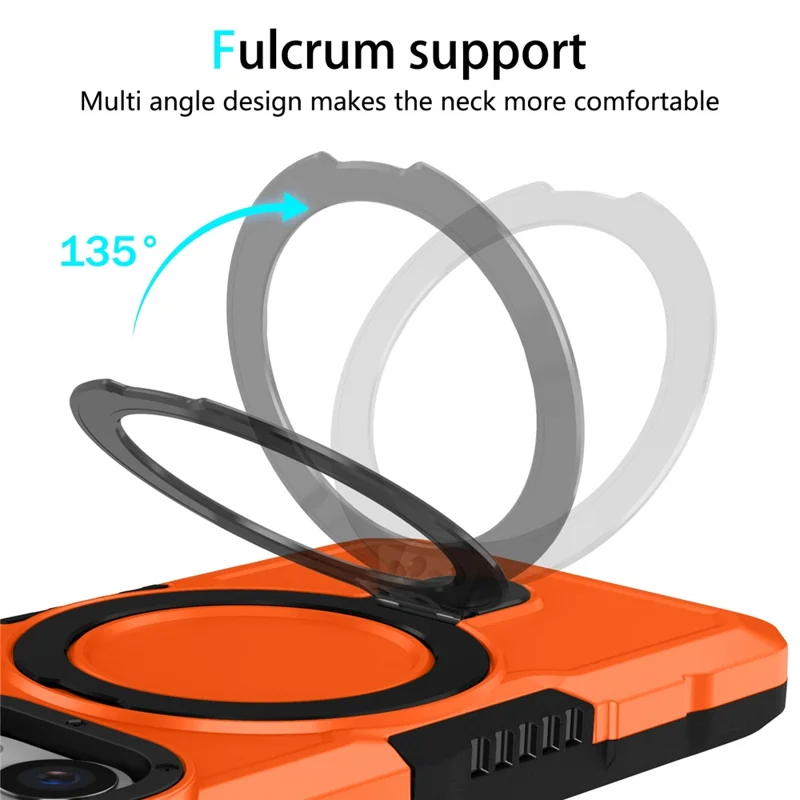For iPhone 15 Pro Max Ring Kickstand Case TPU + PC Magnetic Phone Cover - Orange